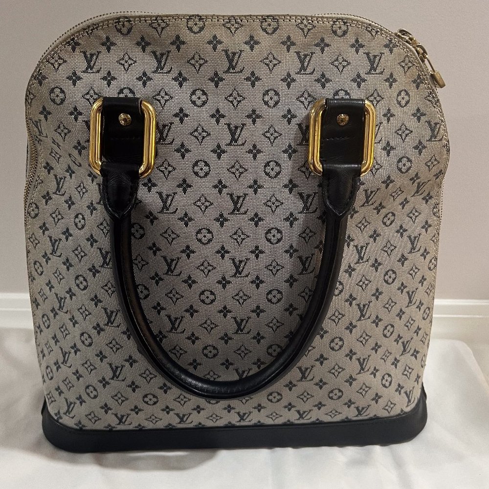 Louis Vuitton Navy Canvas Monogram Mini Lin Alma Haute Bag Tall (Authentic)